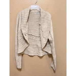Aeropostale Womens XL Tan Cable Knit Shawl Collar Cardigan Sweater‎